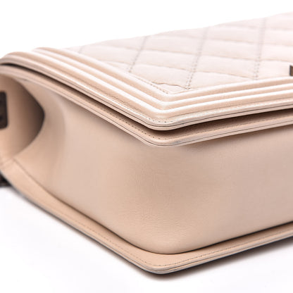 Chanel Calfskin Quilted Double Stitch New Medium Boy Flap Beige 8 of 15