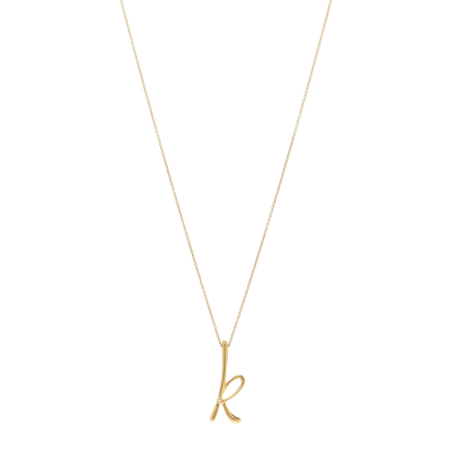 18K Yellow Gold Elsa Peretti Letter K Pendant Necklace