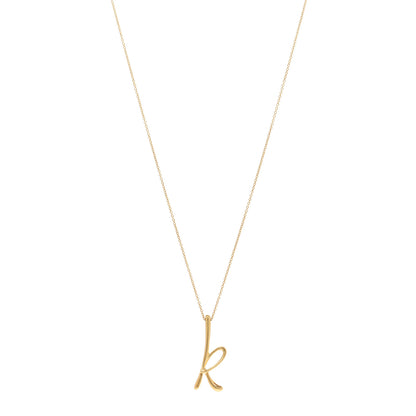 Tiffany 18K Yellow Gold Elsa Peretti Letter K Pendant Necklace 1 of 4