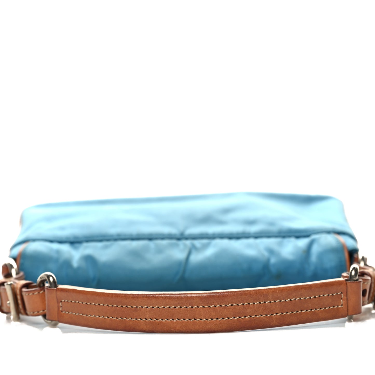 Tessuto Nylon Calfskin Shoulder Bag Blue