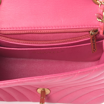 Chanel Lambskin Chevron Quilted Mini Square Flap Fuchsia 5 of 9