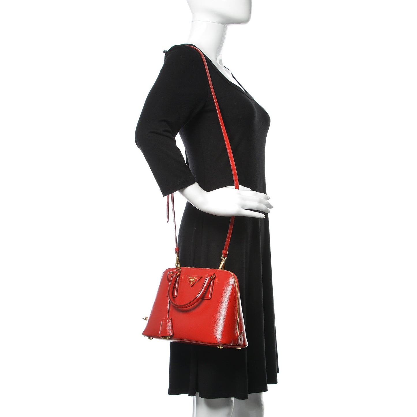 Saffiano Vernice Mini Promenade Tote Rosso