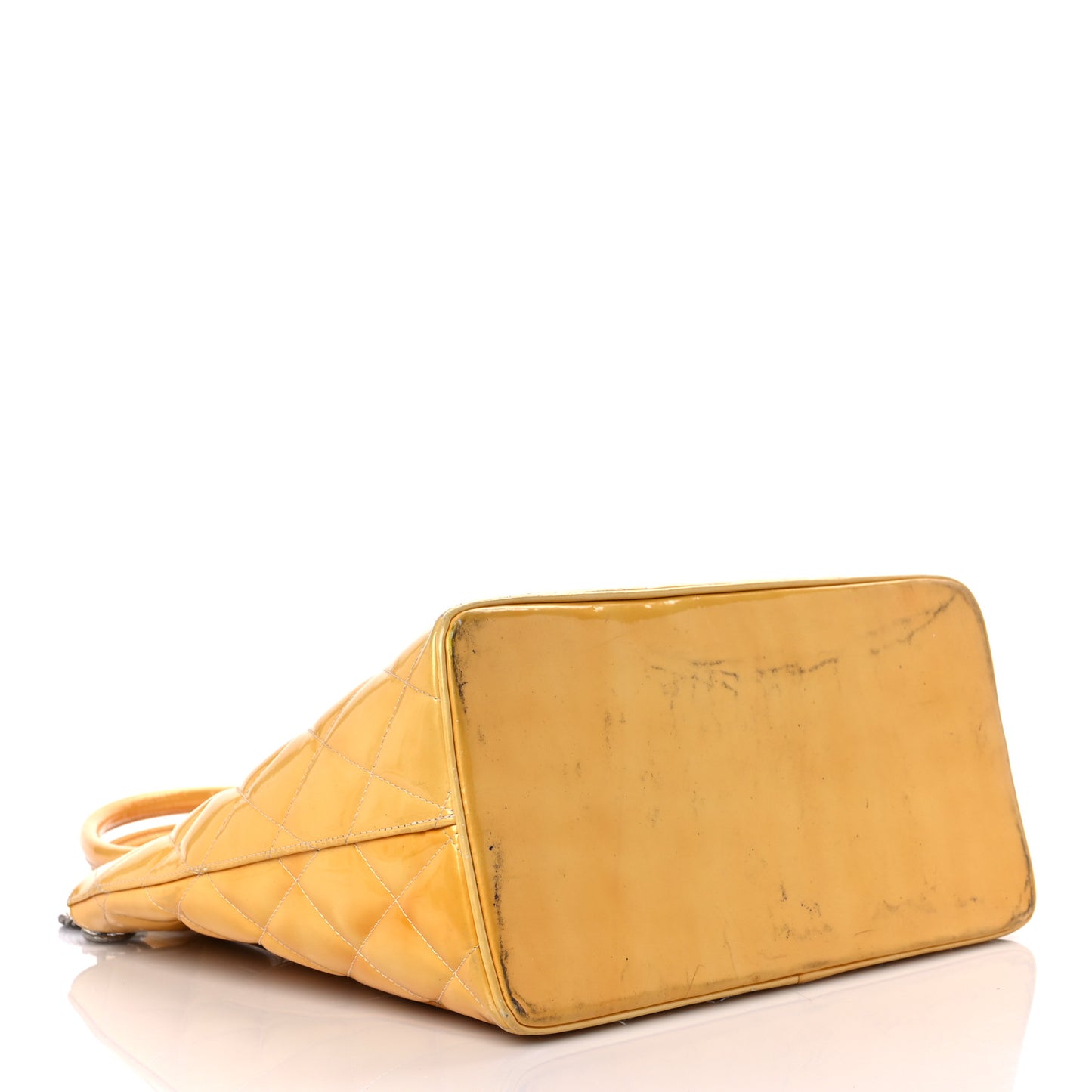 Patent Quilted Medallion Tote Yellow