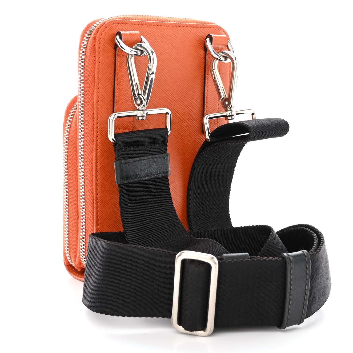 Prada Saffiano Phone Crossbody Pouch Papaya 4 of 14