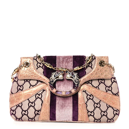Tom Ford Velvet Monogram Crocodile Tom Ford Jeweled Dragon Shoulder Bag Purple 1 of 10