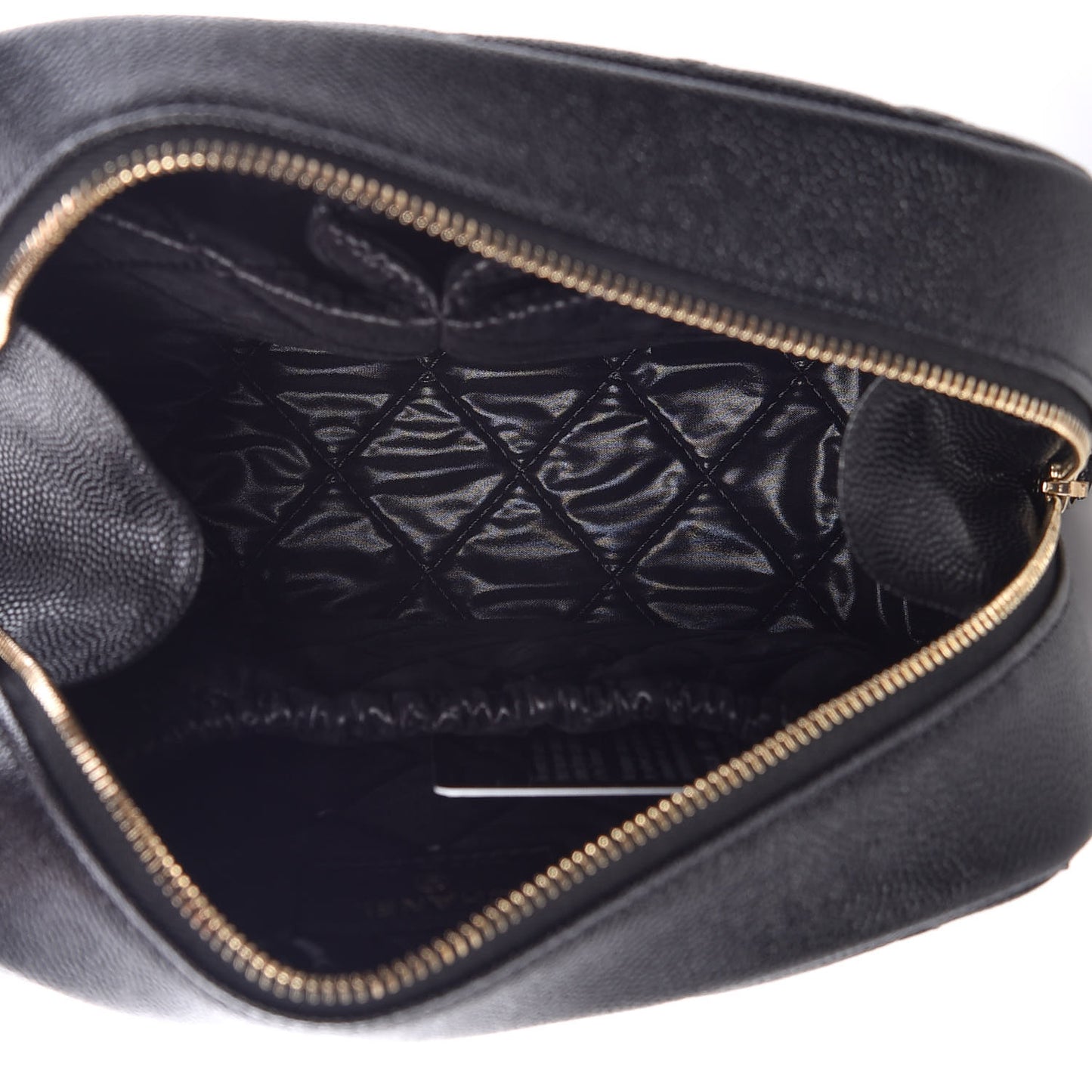 Caviar Quilted Curvy Pouch Cosmetic Case Black
