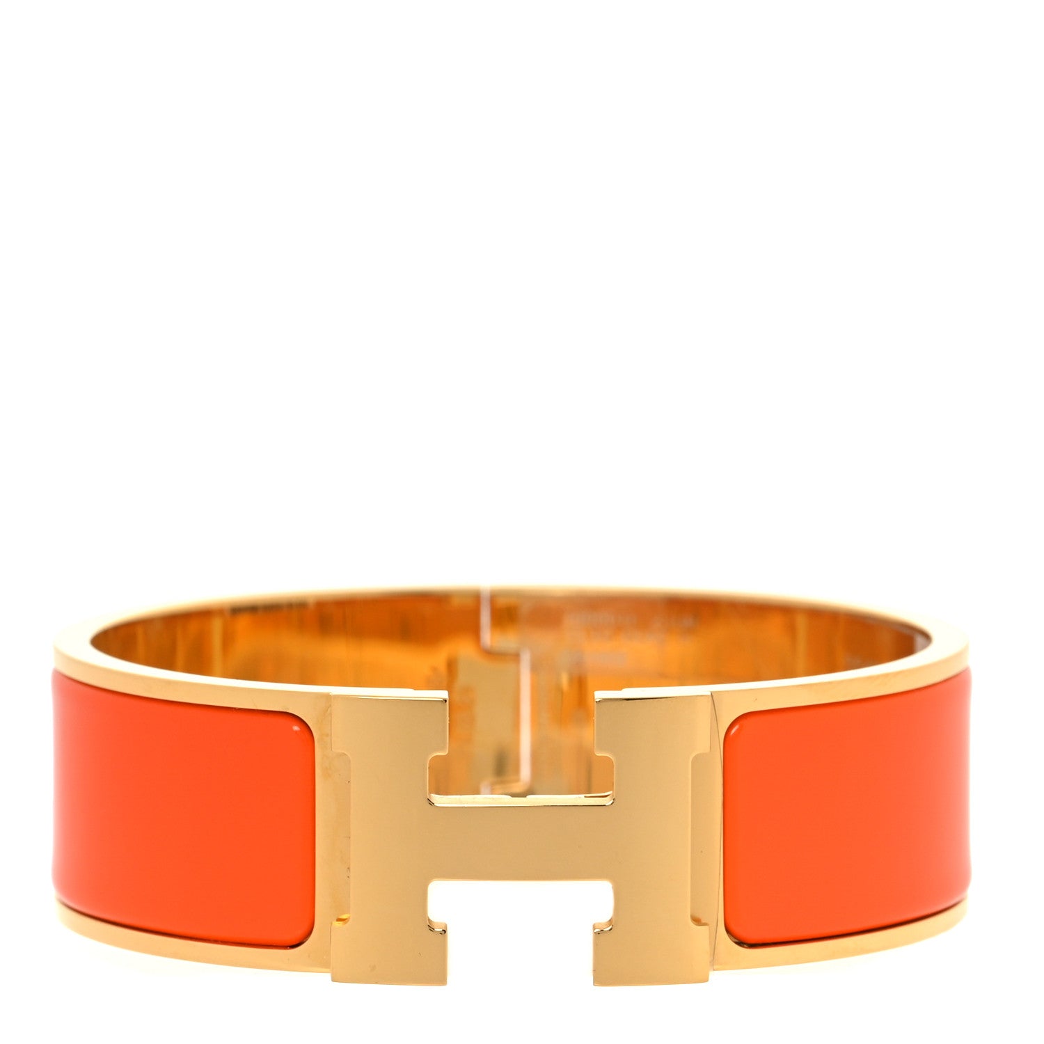 Hermes Enamel Wide Clic Clac H Bracelet GM Orange 1 of 8