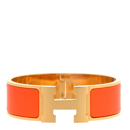 Hermes Enamel Wide Clic Clac H Bracelet GM Orange 1 of 8