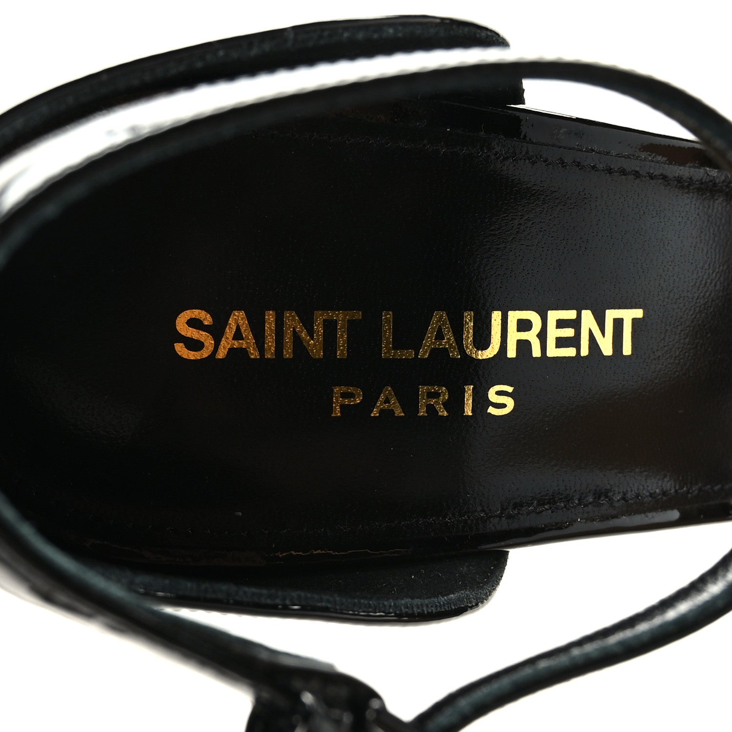 Saint Laurent Patent Calfskin Opyum 110 Sandals 39 Black Gold 6 of 8