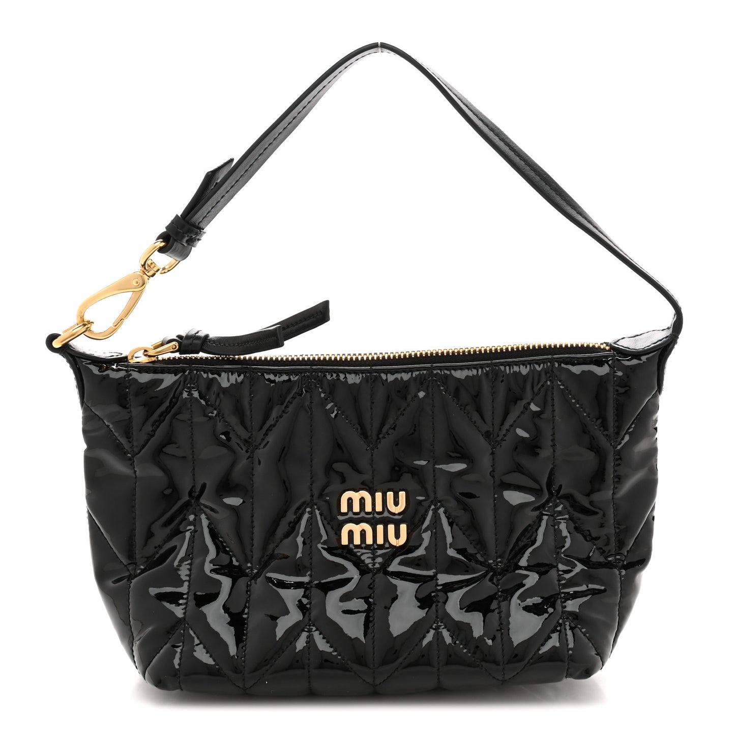 Vernice Trapunto Quilted Mini Spirit Ciré Bag Black