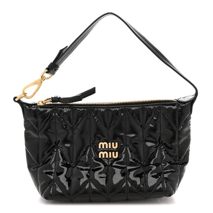 Miu Miu Vernice Trapunto Quilted Mini Spirit Ciré Bag Black 1 of 13
