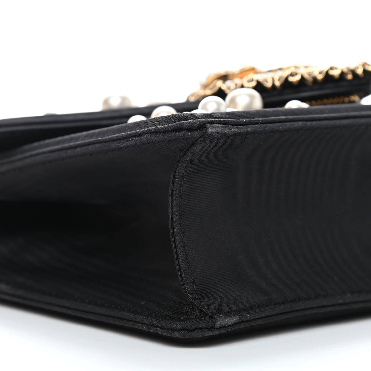 Dolce & Gabbana Moire Pearl Embellished Small Devotion Top Handle Bag Black 7 of 8