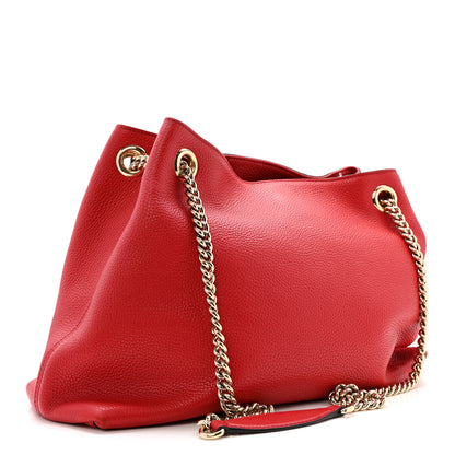 Gucci Pebbled Calfskin Medium Soho Chain Shoulder Bag Tabasco Red 3 of 15