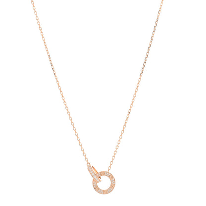 Cartier 18K Pink Gold Diamond Interlocking LOVE Paved Necklace 1 of 3