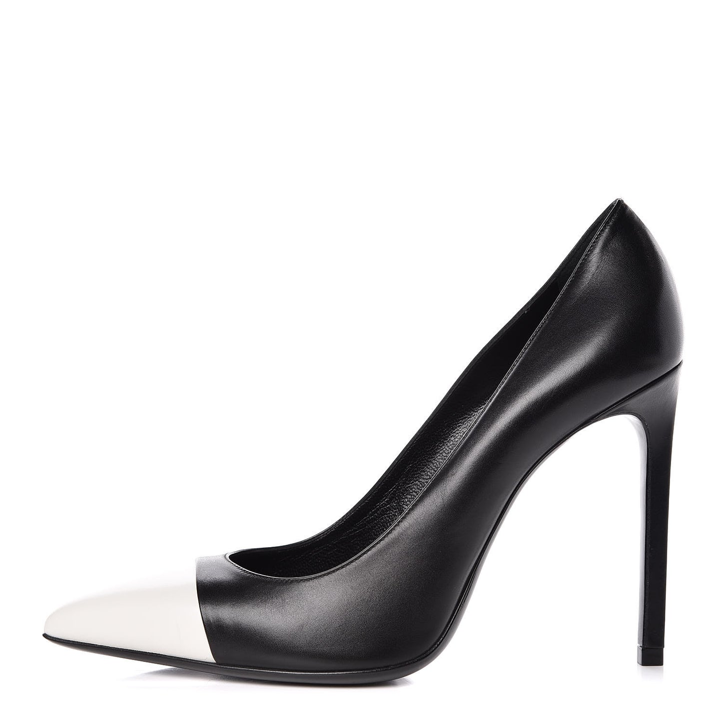 Calfskin Bi-Color Cap Toe 105 Pumps 38.5 Black Porcellana
