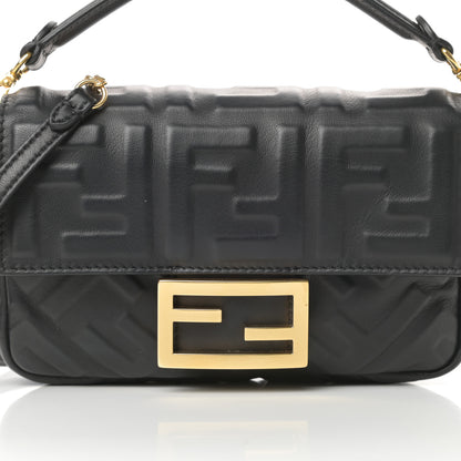 Fendi Nappa FF 1974 Embossed Mini Baguette Black 9 of 12