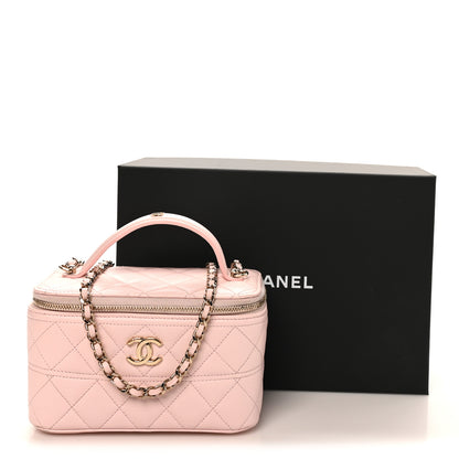 Chanel Caviar Quilted Top Handle Vanity With Chain Light Pink 12 of 12
