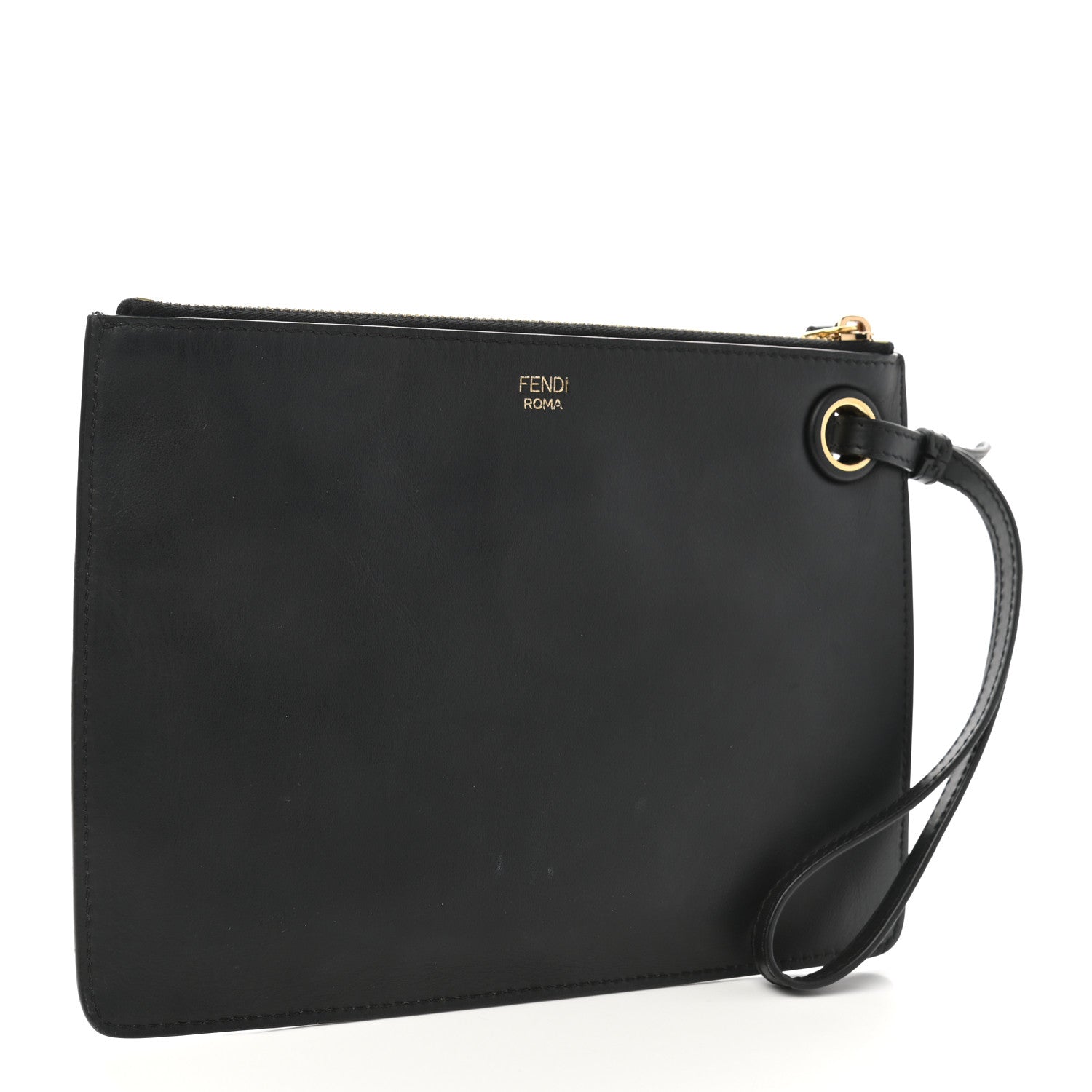 Fendi X FILA Vitello Century Mania FF 1974 Embossed Mania Small Flat Clutch Black Confetto Multicolor 3 of 8