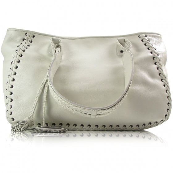Christian Dior Leather Stitched Shopping Tote White 1 of 10