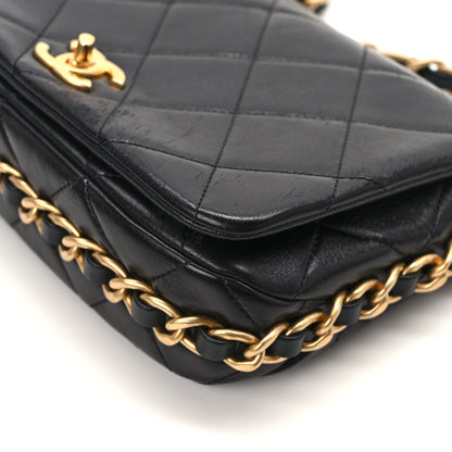 Chanel Shiny Lambskin Quilted Chain Around Flap Bag Black 12 of 12