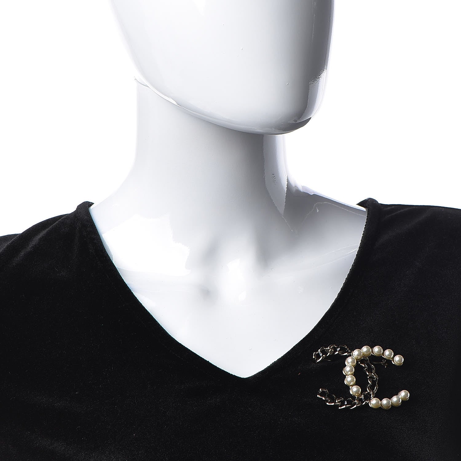 Chanel Patent Pearl CC Chain Brooch Black Gold 2 of 6