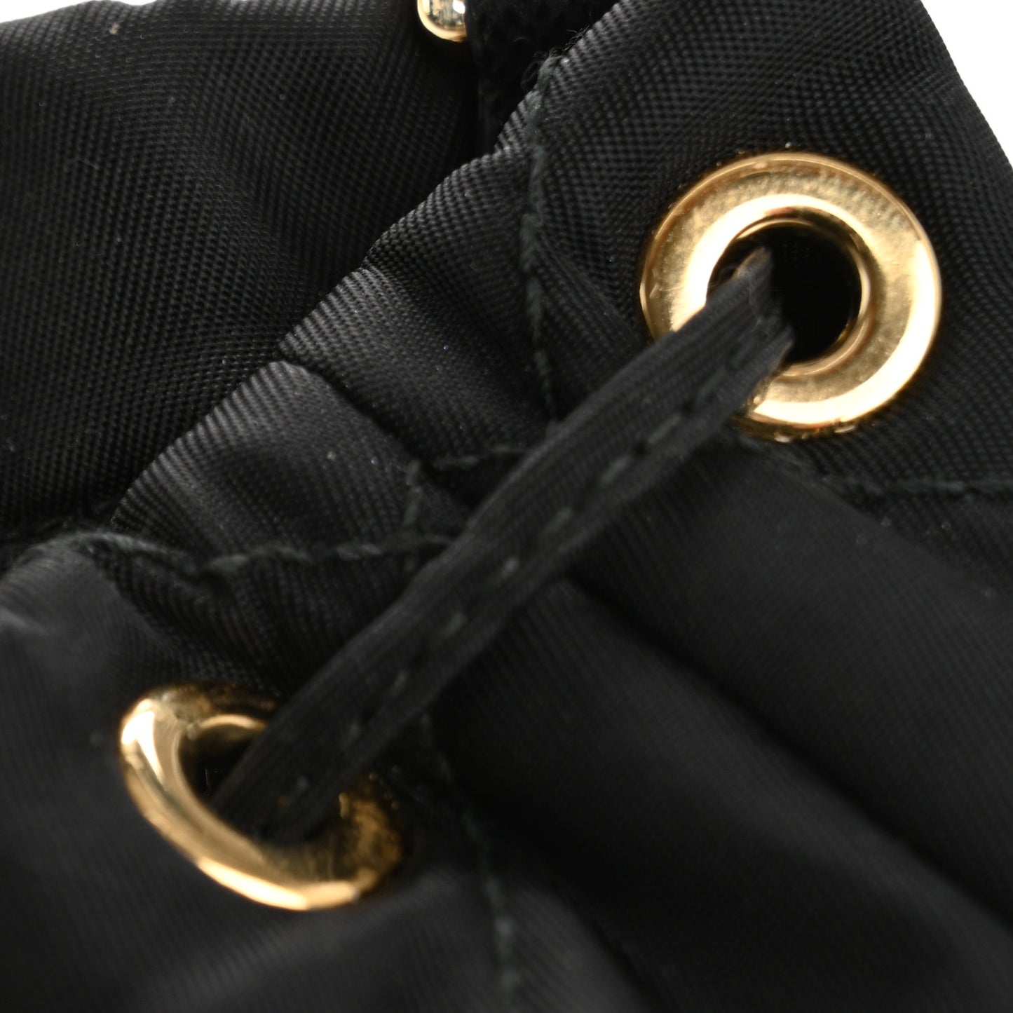 Re-Nylon Quilted Metal Triangle Logo Mini Drawcord Pouch Shoulder Bag Black