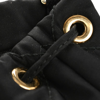 Prada Re-Nylon Quilted Metal Triangle Logo Mini Drawcord Pouch Shoulder Bag Black 7 of 16