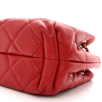 Chanel Lambskin Quilted CC Dweller Drawstring Bucket Bag Red 10 of 10