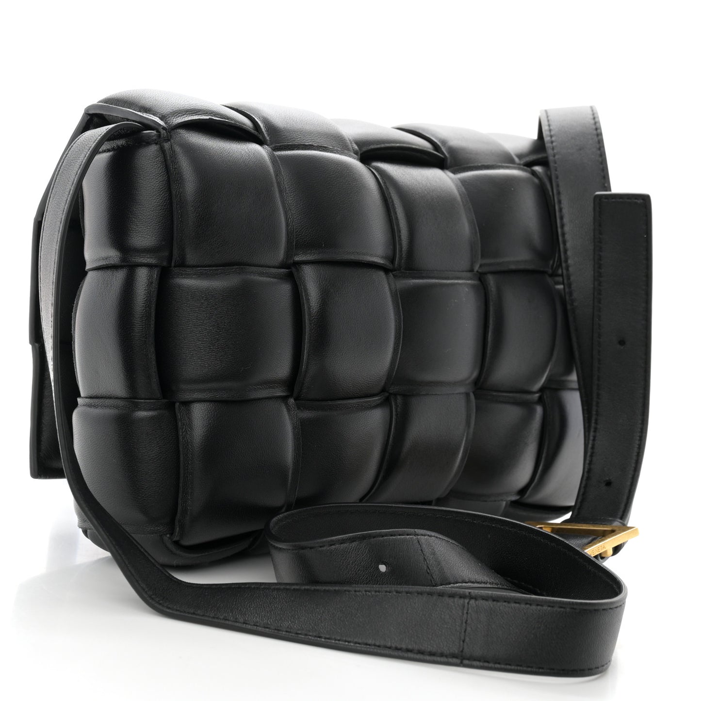 Nappa Maxi Intreccio Padded Cassette Crossbody Bag Black