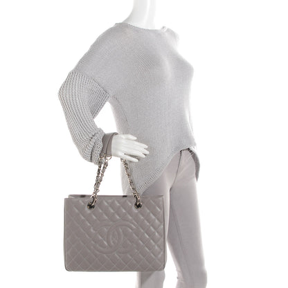 Chanel Caviar Quilted Grand Shopping Tote GST Light Grey 2 of 7