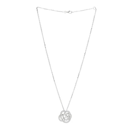 Chanel 18K White Gold Diamond Small Fil De Camelia Pendant Necklace 3 of 8