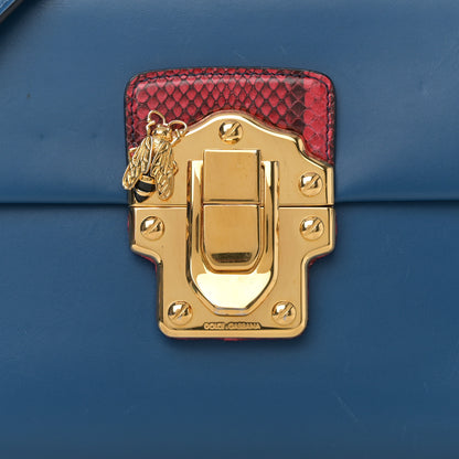 Dolce & Gabbana Calfskin Snakeskin Lucia Shoulder Bag Blue Red 7 of 15