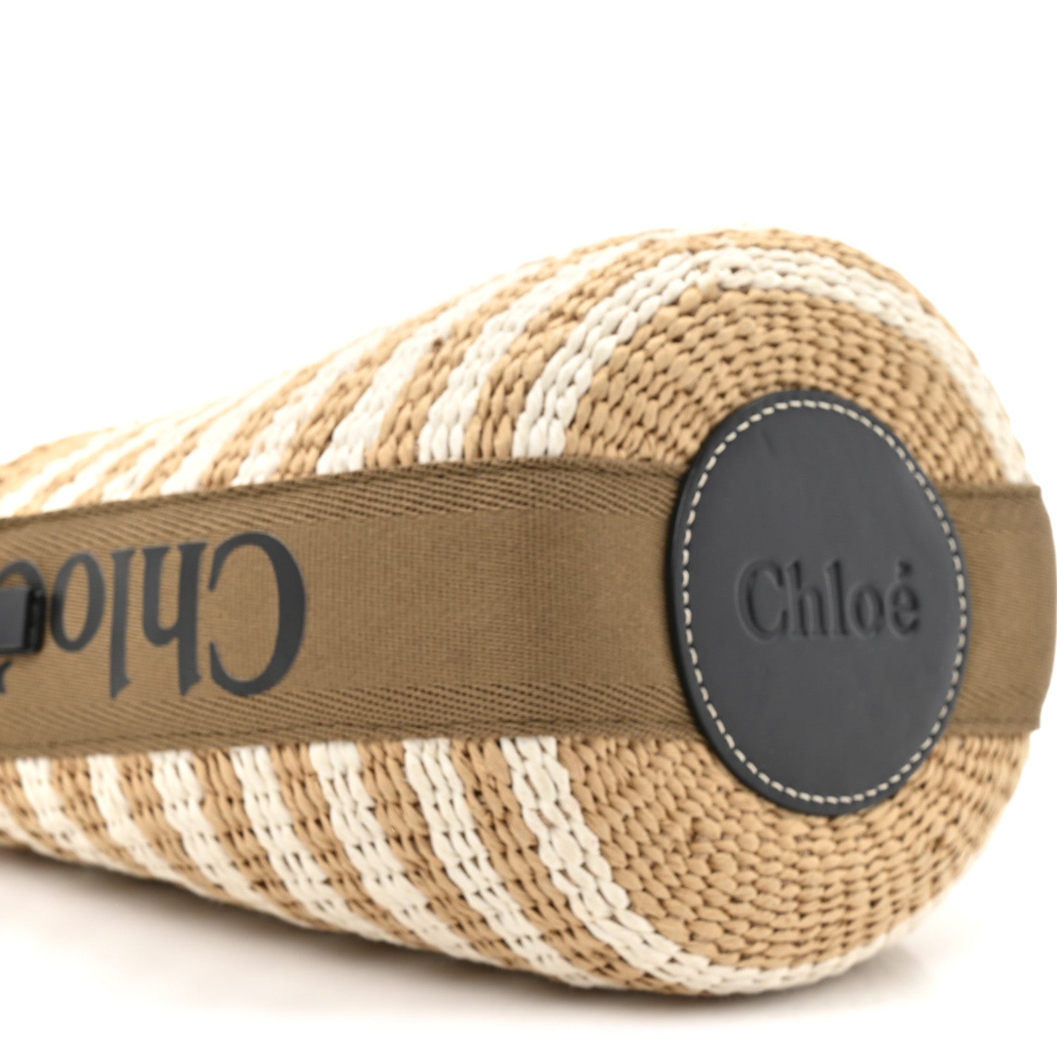 Chloe Raffia Calfskin Small Woody Striped Basket Bag Brown 9 of 9