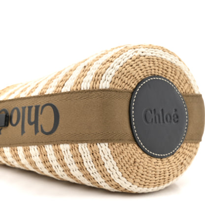 Chloe Raffia Calfskin Small Woody Striped Basket Bag Brown 9 of 9