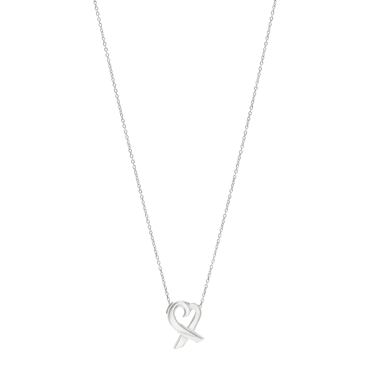 Tiffany Sterling Silver Paloma Picasso Loving Heart Pendant Necklace 1 of 5