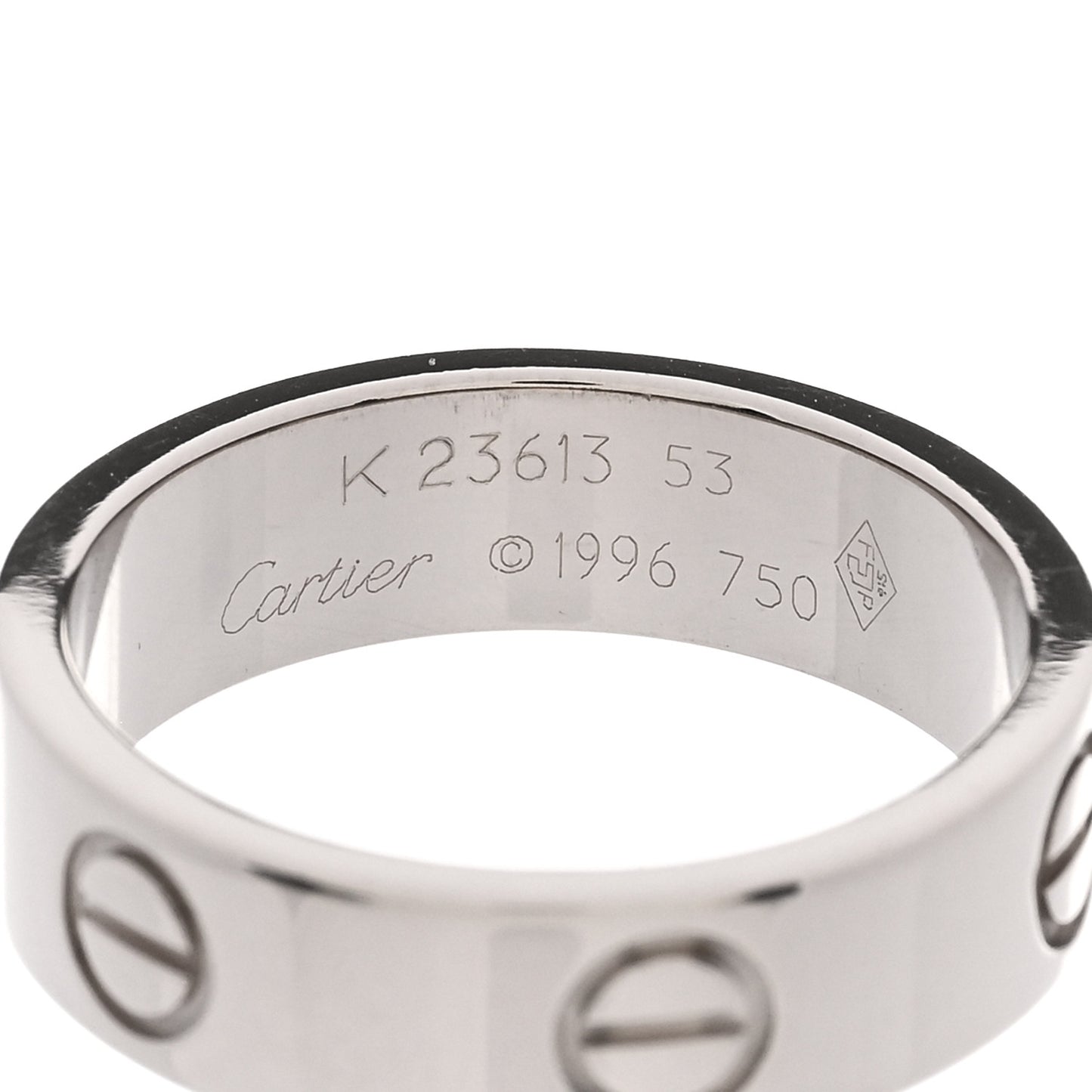 18K White Gold 5.5mm LOVE Ring 53 6.5