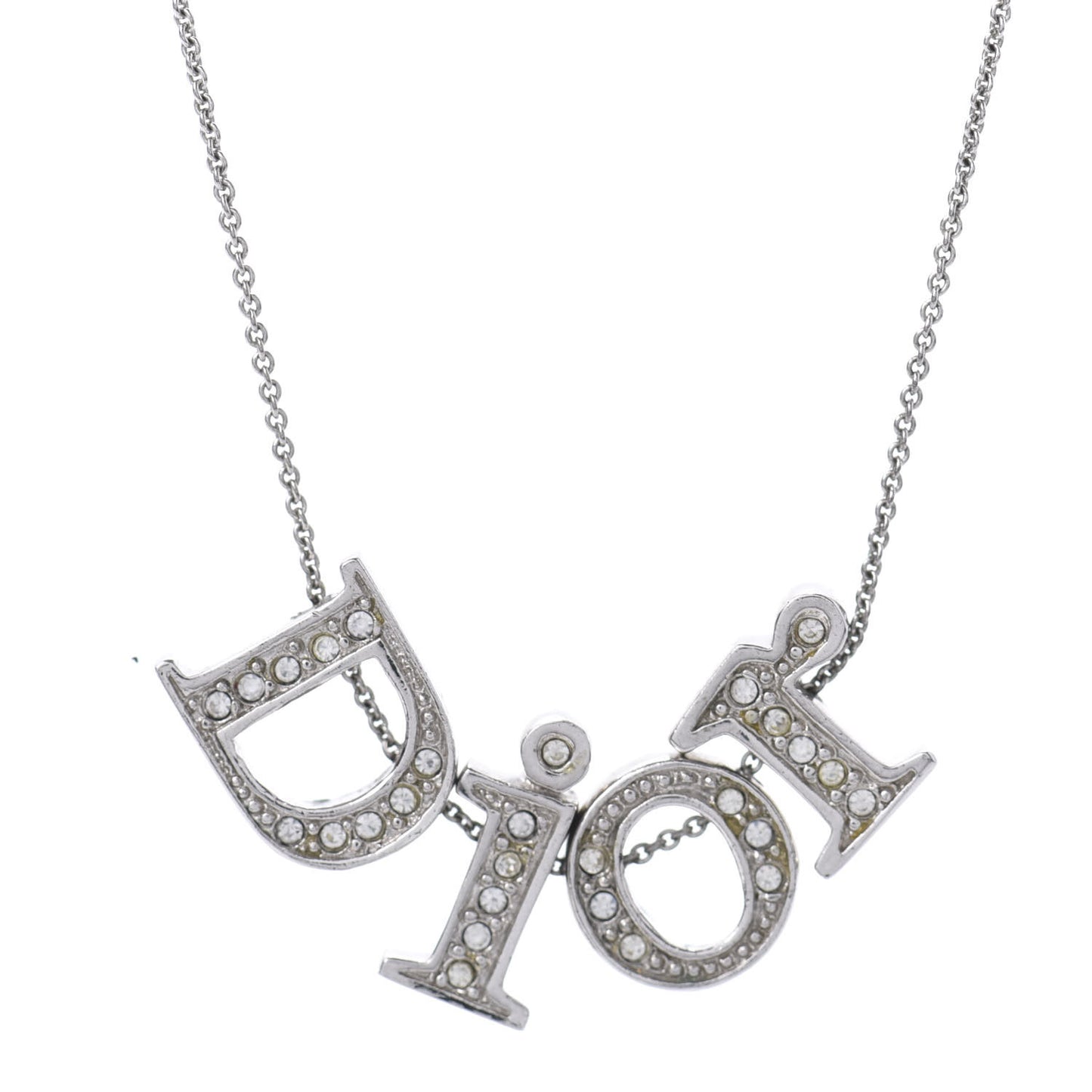 Crystal Logo Necklace Silver