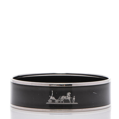 Hermes Enamel Printed Wide Caleche Bracelet 62 Black 3 of 7
