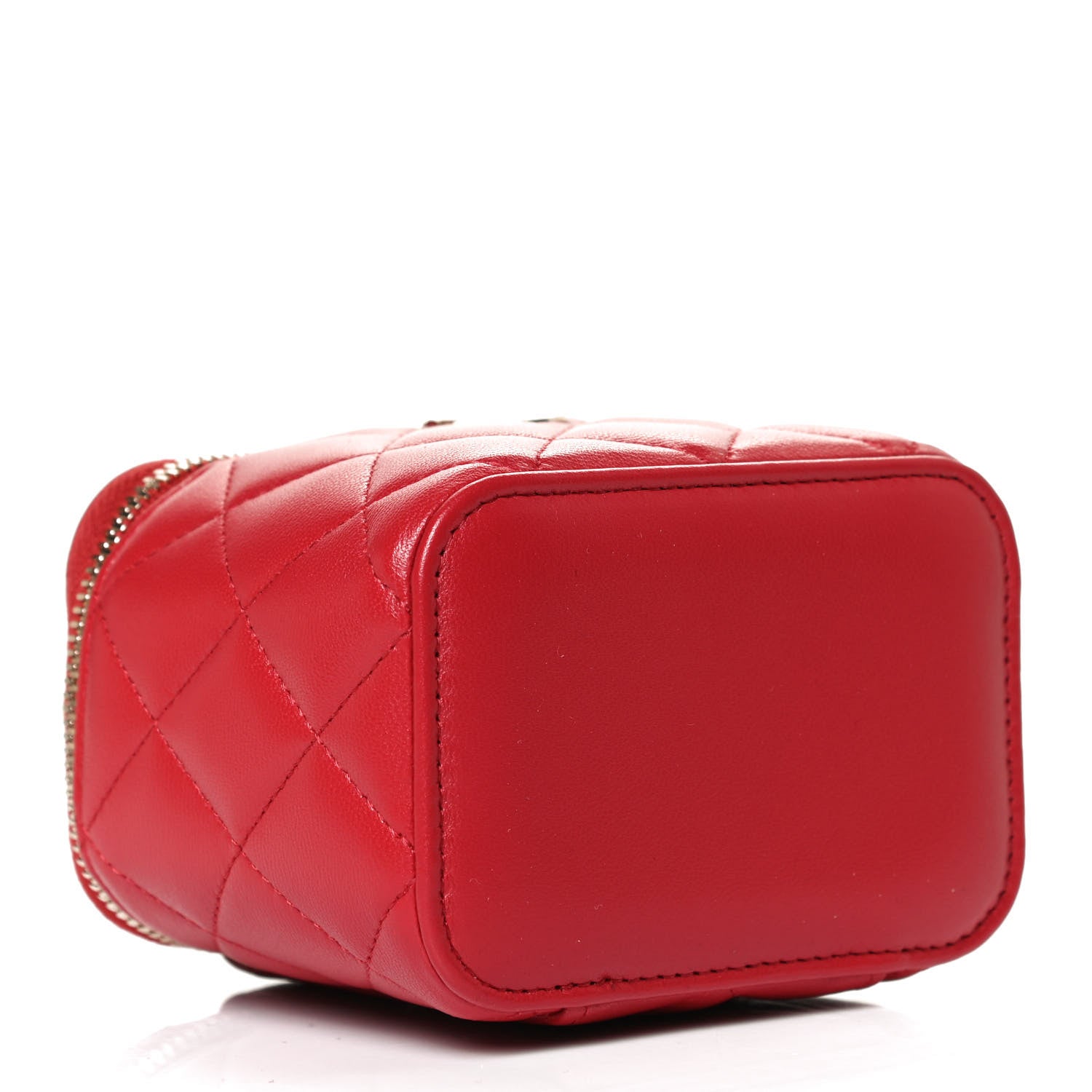 Chanel Lambskin Quilted Top Handle Mini Vanity Case With Chain Red 4 of 11