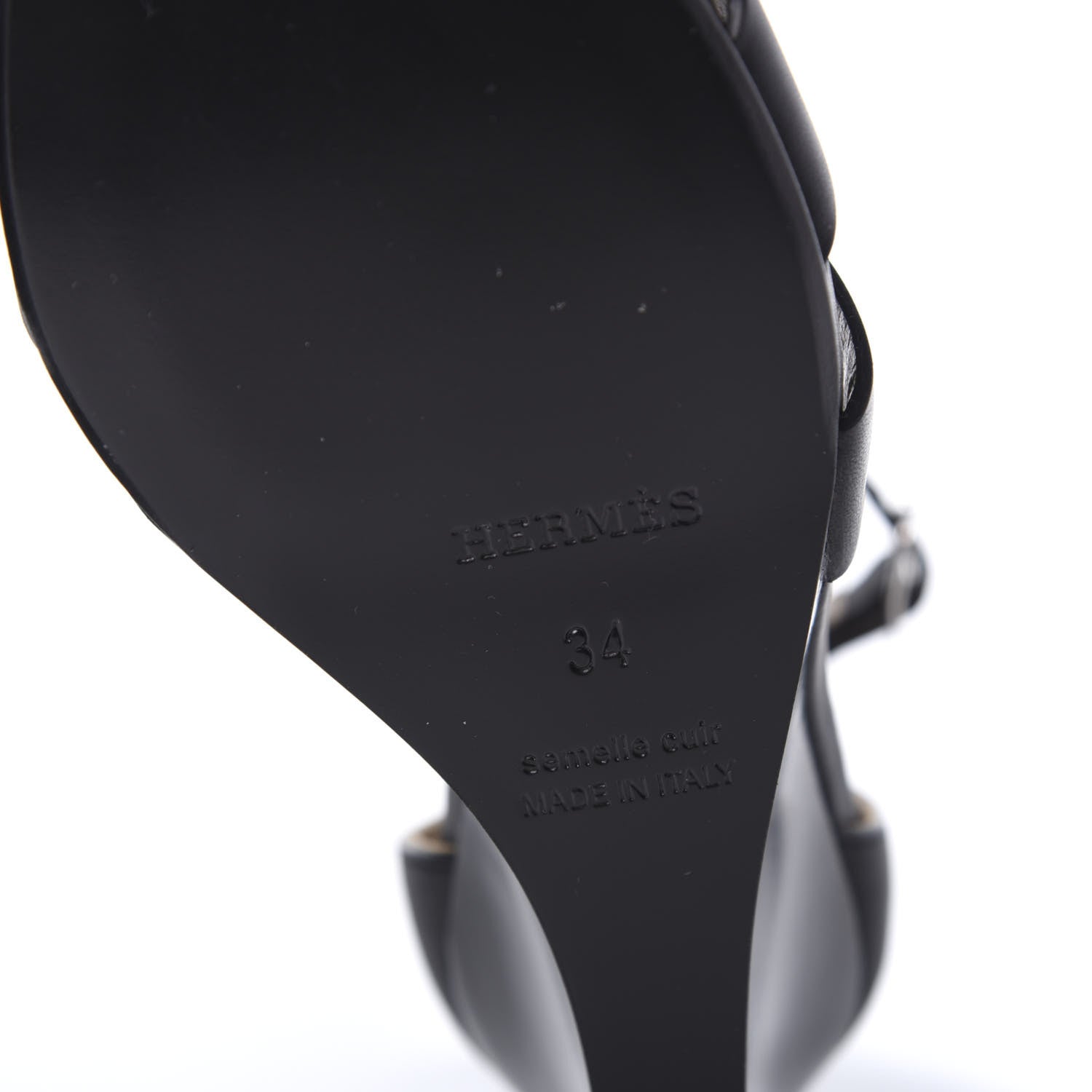 Hermes Calfskin Legend Wedge Sandals 34 Black 6 of 9