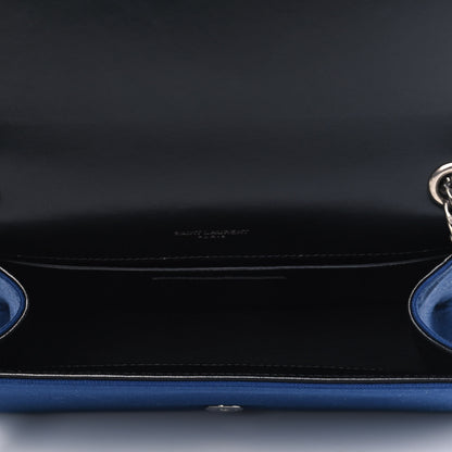 Saint Laurent Canvas Embroidered Stars Small Monogram Kate Satchel Blue Bianco 4 of 5