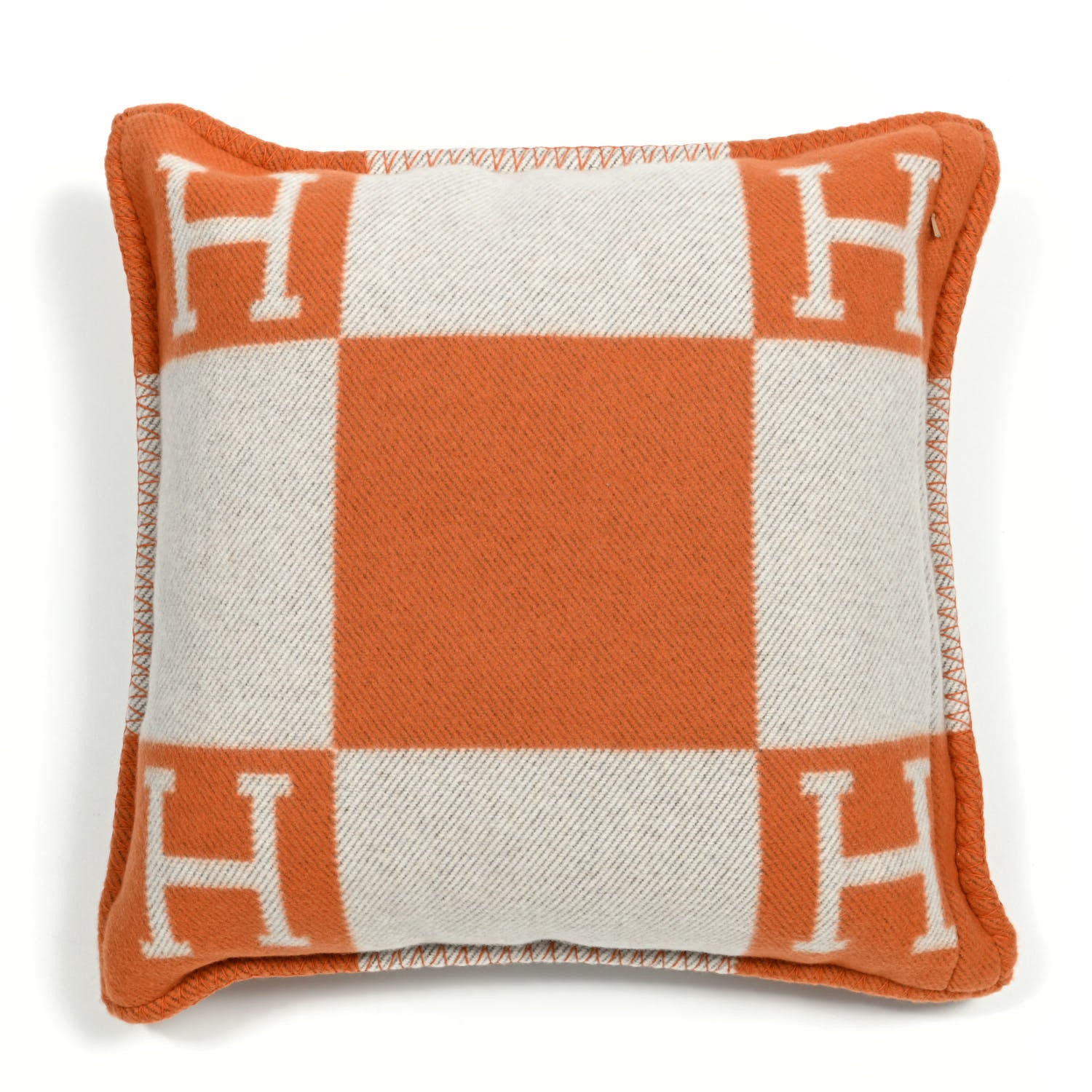 Hermes Wool Cashmere Avalon Pillow PM Ecru Potiron 2 of 3