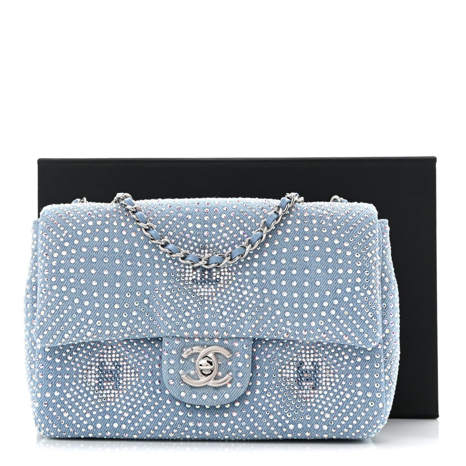 Chanel Denim Strass Evening Flap Bag Blue 11 of 11