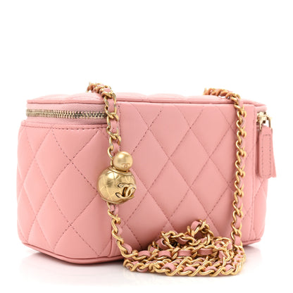 Chanel Lambskin Quilted Small Pearl Crush Vanity Case With Chain Light Pink 4 of 12
