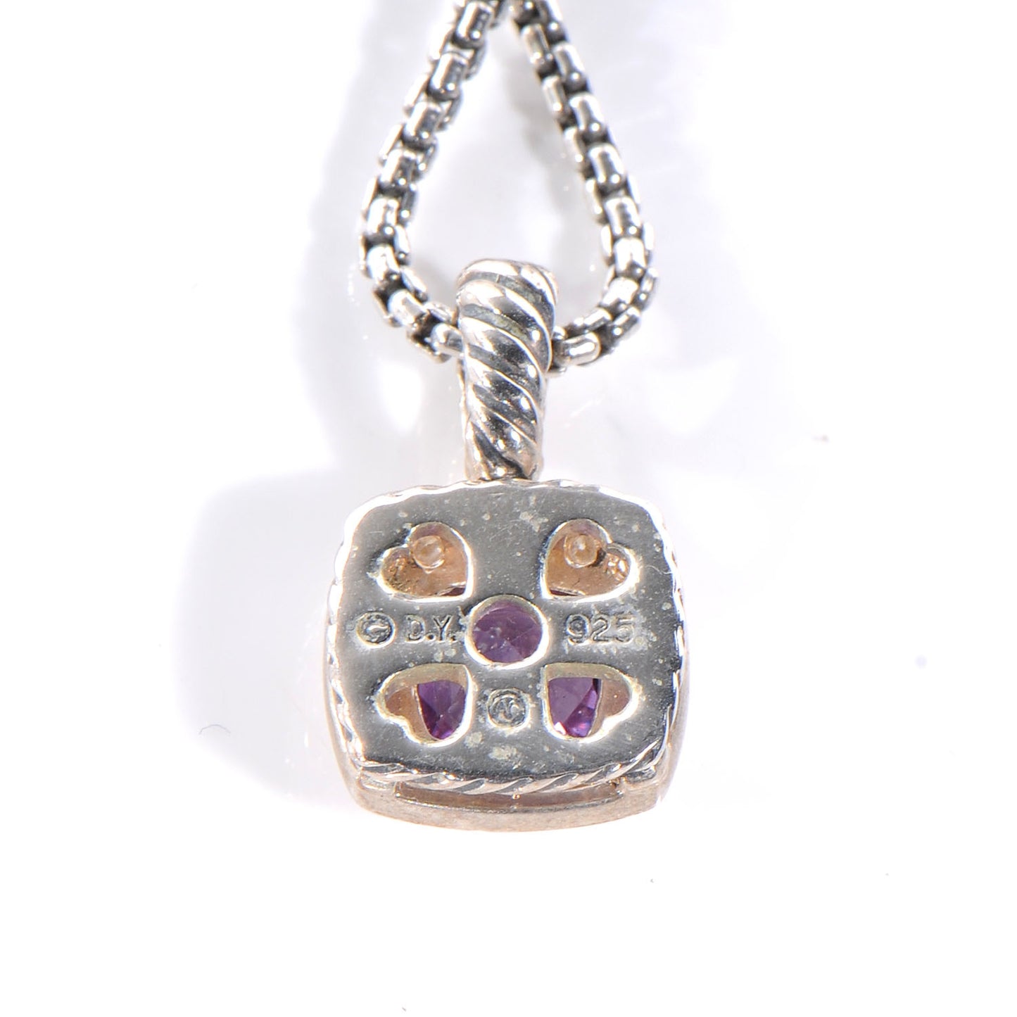 Sterling Silver Diamond Amethyst 7mm Petite Albion Pendant Necklace