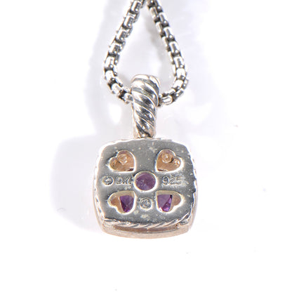 David Yurman Sterling Silver Diamond Amethyst 7mm Petite Albion Pendant Necklace 3 of 5