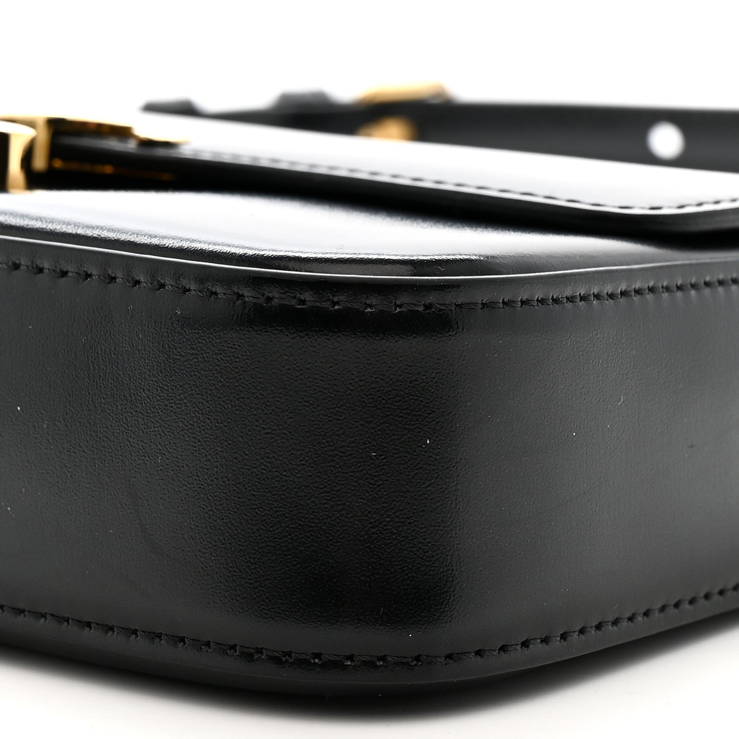 Shiny Calfskin Triomphe Shoulder Bag Black