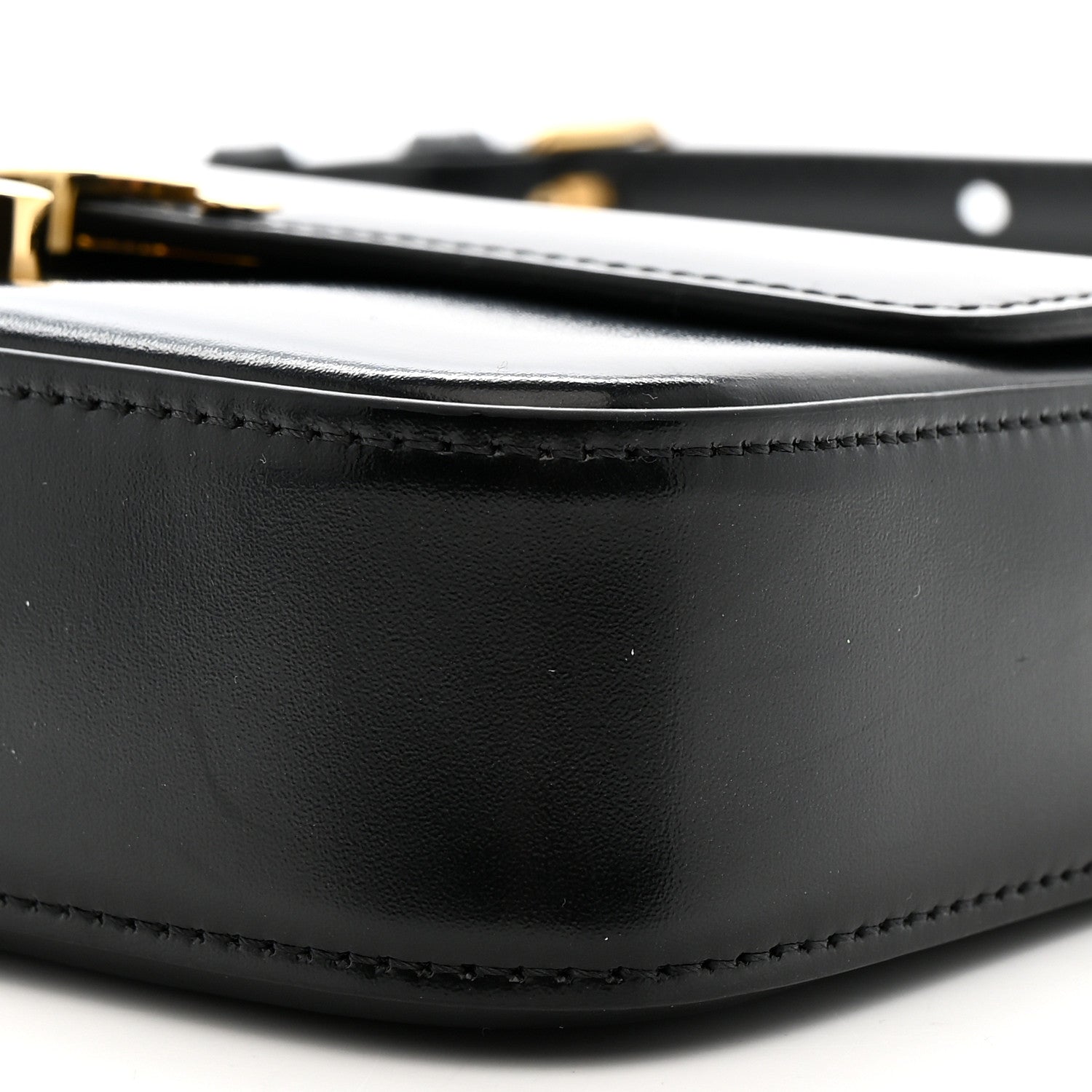 Celine Shiny Calfskin Triomphe Shoulder Bag Black 10 of 12