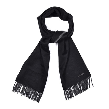 Hermes Cashmere Recto Verso Muffler Black Flanelle 1 of 5