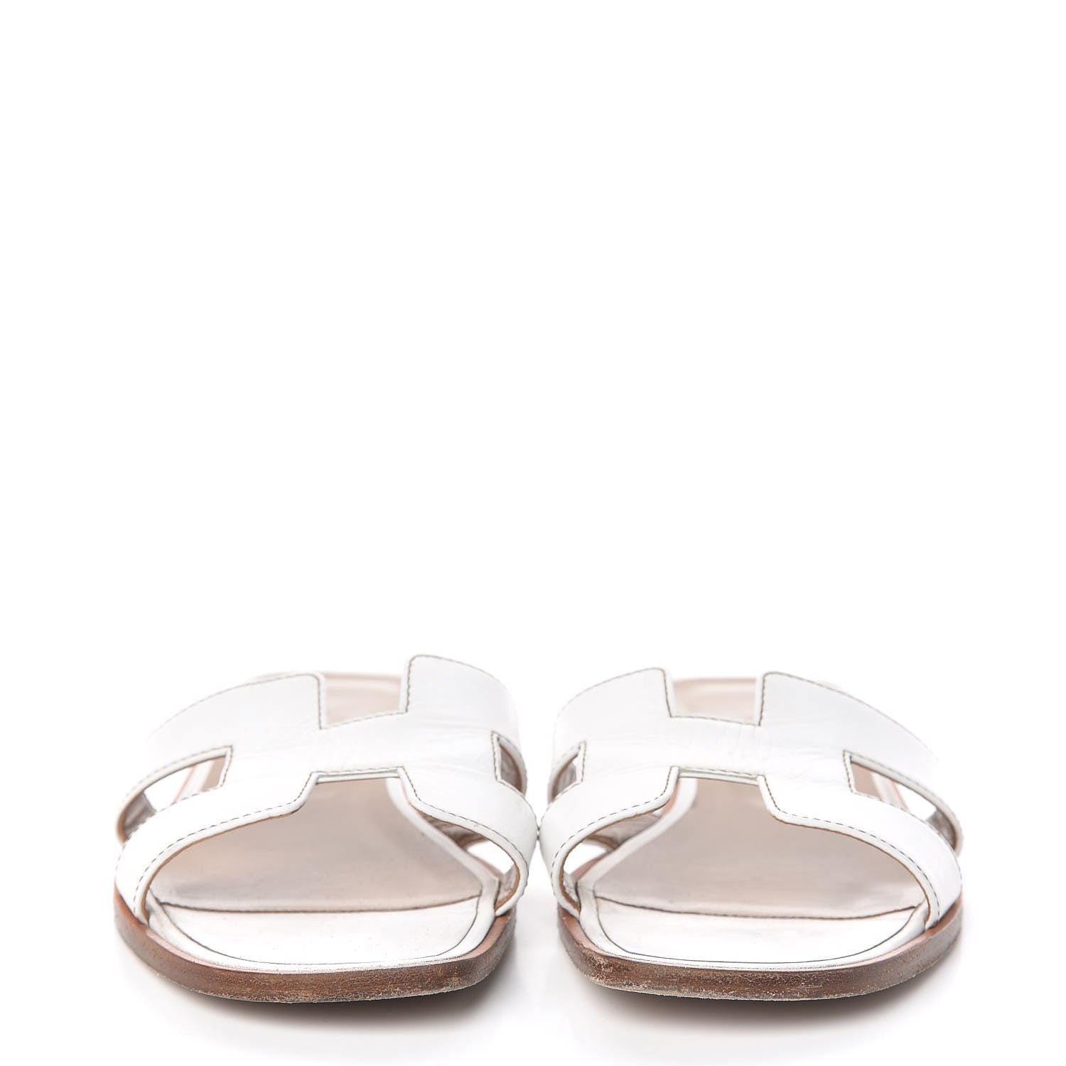 Hermes Box Calfskin Oran Sandals 38.5 White 2 of 18